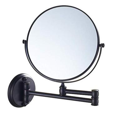 Imagem de LMJYU Espelho de maquiagem com ampliação 3X, espelho cosmético de parede de dois lados, espelho de banheiro extensível giratório de 360°, espelho preto