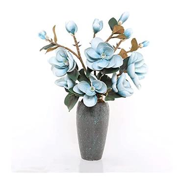 Imagem de LMJYU Buquê de flores artificiais de 96 cm, arranjo de flores artificiais grande, orquídea artificial com vaso, decoração para casa, escritório, casamento