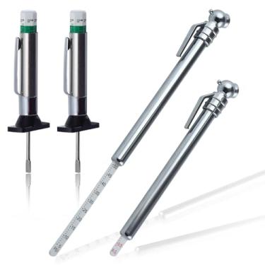 Imagem de Medidor de profundidade de piso de pneu codificado por cores 32 nds com medidor de pressão de pneu lápis 5-50 PSI, medidor de pressão de ar para pneus, ferramenta profissional de medidor de rosca de