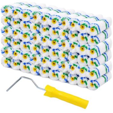 Imagem de WODOFO GDR Kit de capas de rolo de pintura de microfibra pacote com 61 - rolo de 10 cm (cochilo de 1/2 polegada) com moldura de alça de rolo - Ferramentas de pintura profissionais para proprietários