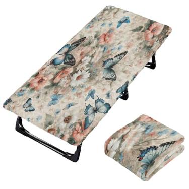 Imagem de Burbuja Lençol de berço de flores de primavera para crianças, lençol de cochilo acolchoado portátil com faixa elástica para meninas e meninos, lavável na máquina, 63,5 x 127 cm