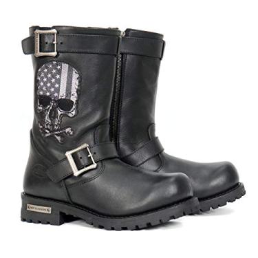 Imagem de Hot Leathers BTM1018 Bota masculina preta alta com bandeira caveira com bico redondo - 42
