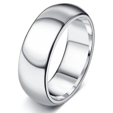 Imagem de Florideco Anel de aço inoxidável para mulheres e homens, anel de polegar simples rosado, anéis de empilhamento finos e espessos, anéis de compromisso de noivado de alto polimento, simples, abobadados