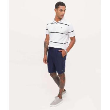 Imagem de Bermuda Masculina Moletom Textura MR-01111, P, Jeans azul