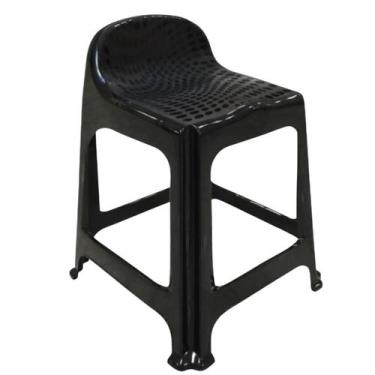 Imagem de Banqueta Alta Preta Reforçada Com Encosto Em Plástico 1 Und - Arqplast