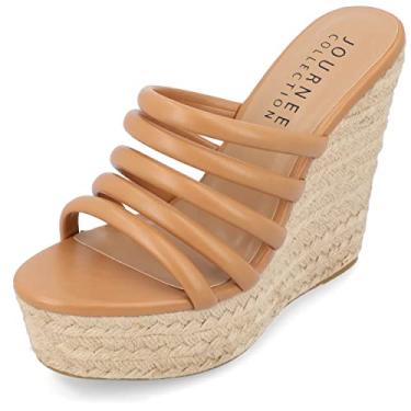 Imagem de Journee Collection Womens Cynthie Tru Comfort Foam Slip On Espadrille Wedge Sandals Tan 8.5 Medium WOMENS US