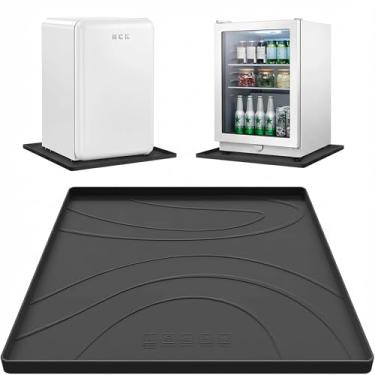 Imagem de Tapete de silicone para mini geladeira, 50 x 50 x 1,3 cm, antiderrapante sob o tapete de pequenos eletrodomésticos, evita vazamentos de água, protege o chão de danos e limpeza - preto