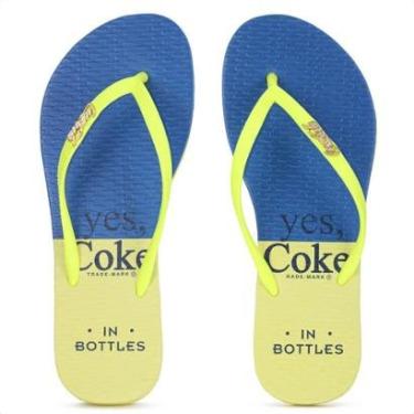 Imagem de Chinelo Coca Cola Soft Block Verde Lima e Azul - Feminino-Feminino