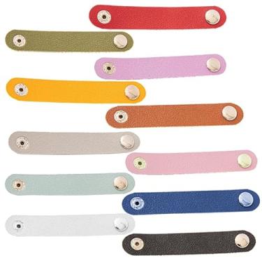 Imagem de 11 organizadores de cabos multicoloridos de couro com cabos de carregamento, cabos de fone de ouvido, cabos USB e fios domésticos