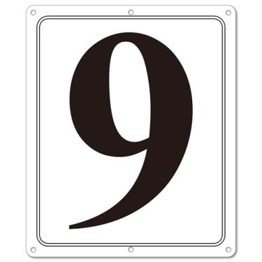 Imagem de i-CowFun Placa numerada de metal premium ao ar livre, refletiva 30,5 x 25,4 cm placas numeradas de alumínio grande 9 para estacionamento, quadra de tênis, campo, armazém, corredor, edifício, doca