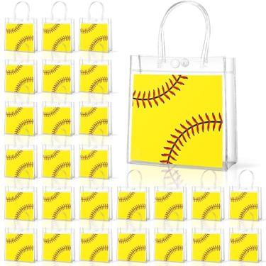 Imagem de 36 peças de sacos de presente de PVC transparente de softball, com alças a granel, sacolas de doces, tema de softball, lembrancinha de festa para meninas, esportes, aniversário, chá de bebê
