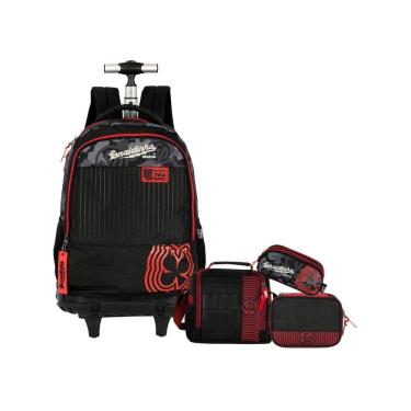 Imagem de Kit Enaldinho Mochila Roda + Lancheira + Estojo Box E Triplo