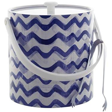 Imagem de Balde de gelo feito à mão nos EUA com parede dupla isolado de 0,3 litros com pinças de gelo bônus, Blue Waves