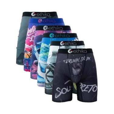 Imagem de Boxers Respiráveis plus Size Para Homens, 6 Peças, Estampados, Roupa D