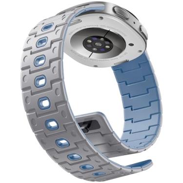 Imagem de Bandletic Pulseira magnética de silicone compatível com Samsung Galaxy Watch 8 de 40 mm, 44 mm/8 Classic 46 mm 2025, pulseira de substituição respirável sem lacunas para homens e mulheres, cinza claro