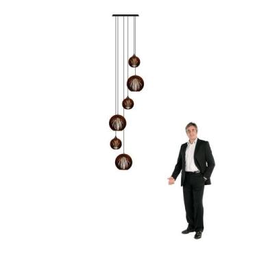 Imagem de Lustre Pendente Para Sala Pé direito Alto 5m MBM - Marrom - Otago