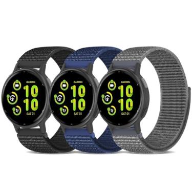 Imagem de Pulseira de nylon compatível com Garmin Vivoactive 5 Vivoactive 6, pulseira de substituição Farbic Sport ajustável de 20 mm para Forerunner 570-42 mm/55/165/Venu/Venu Sq/Vivoactive 3