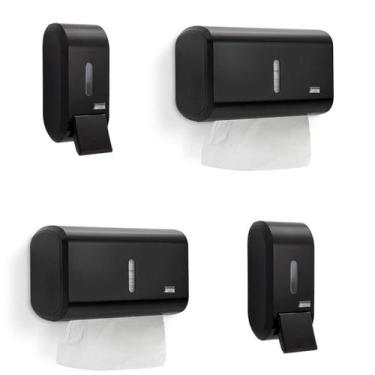 Imagem de Kit 2 Dispenser Papel Toalha + 2 Saboneteira 400 Ml Compacto Urban Pre