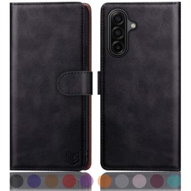 Imagem de SUANPOT Capa carteira compatível com Samsung Galaxy A17 5G com suporte de cartão de crédito com bloqueio RFID, capa protetora de couro PU flip book mulheres homens para Samsung A17 capa de telefone