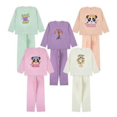 Imagem de Kit 4 Peças Plush Infantil ao Juvenil Conjunto Pijama Inverno Menina P