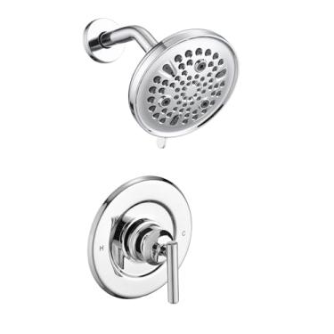Imagem de Substituição para kit de acabamento de torneira de chuveiro Moen, chuveiro de alta pressão com 9 configurações, alça de chuveiro (válvula e catridge não incluídos), cromado