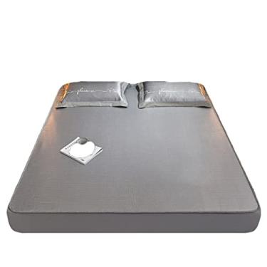 Imagem de Tapete de seda estilo nórdico listrado tapete de três peças 1,8 m cama ar-condicionado tapete de quarto (cor: cinza, tamanho: 1,8 m)