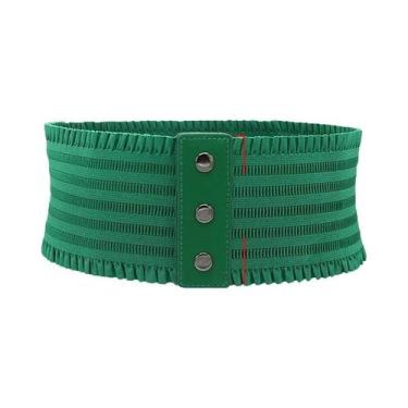 Imagem de Cintura Larga Elegante Com Três Fivelas E Ruffles Para Vestido Feminin