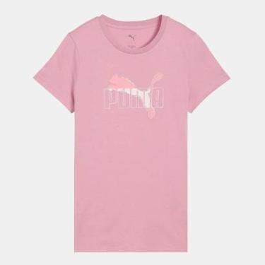 Imagem de Camiseta Puma Feminina Essentials Logo Lab Algodão Rosa-Feminino