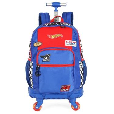 Imagem de Mochila Com 4 Rodas Escolar Grande Espaçosa Bolsa Hot Wheels-Masculino