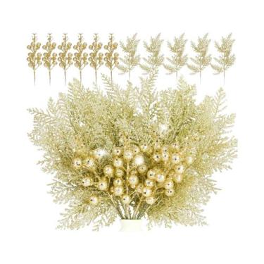 Imagem de Flores Artificiais Com Glitter, 18 Peças, Decoração Para Árvore De Nat