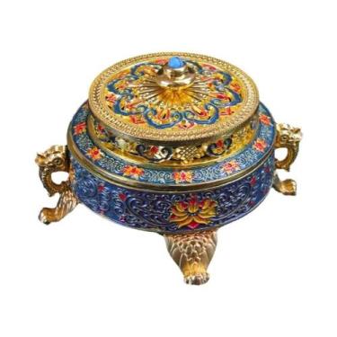 Imagem de Incensário Antigo De Liga De Cobre Com Relevo De Sândalo E Esmalte Pin