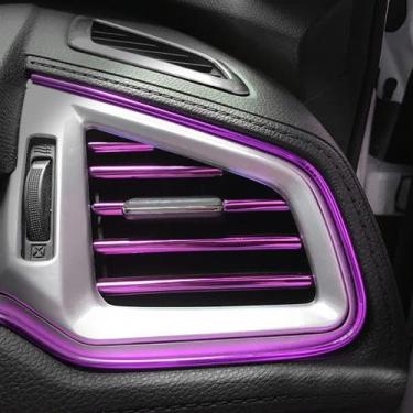 Imagem de 10 peças 20 cm universal carro ar condicionado tomada decorativa em forma de U tiras de acabamento decoração acessórios de estilo (roxo)