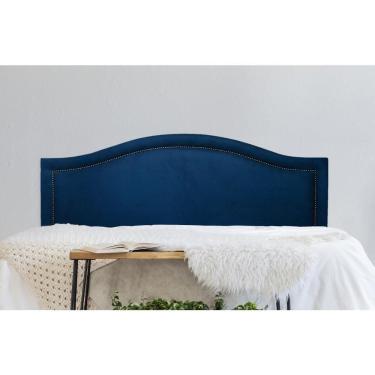 Imagem de Cabeceira Queen Curva Luxo 160x60 Suede Azul - Tachas Fumê