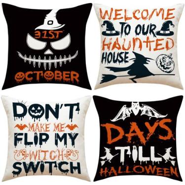 Imagem de Conjunto de fronhas Halloween Spooky Pumpkin Witch Haunted House - yiw