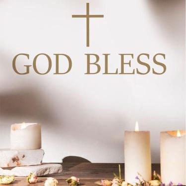 Imagem de Adesivos de parede God Bless Christian PVC 30x60cm - yiweisai