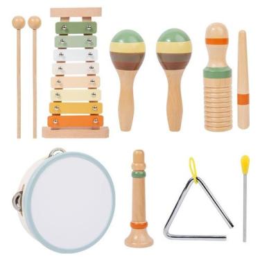 Imagem de Conjunto de instrumentos musicais Orff Brinquedo de madeira para apren