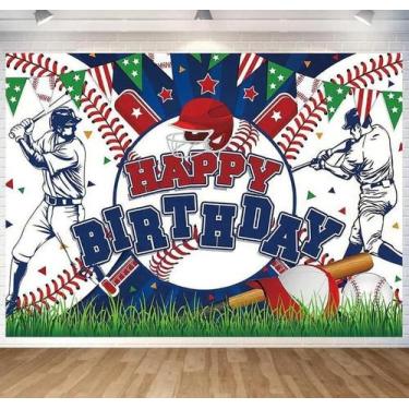 Imagem de Tapeçaria pendurada na parede, aniversário, beisebol, festa esportiva 