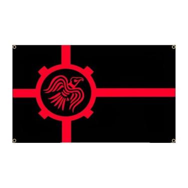 Imagem de Bandeira Viking Raven, poliéster, 3 x 5 pés, design preto e vermelho -