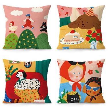 Imagem de Capa de travesseiro fofa, desenho animado, estilo nórdico, 35x35cm, pe