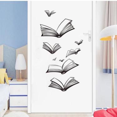 Imagem de Adesivos de parede Flying Books em PVC preto e branco 30x60cm - yiweis