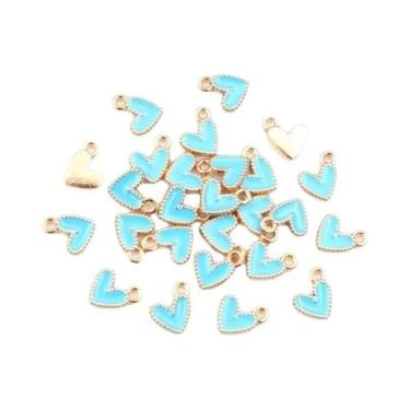 Imagem de Pingentes De Coração Coloridos Em Liga Metálica 50 Peças 9x10mm, Lindo