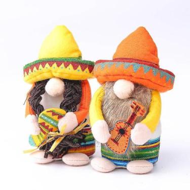 Imagem de Figura decorativa de chapéu de palha mexicano 13x9x20cm amarela - Gloo