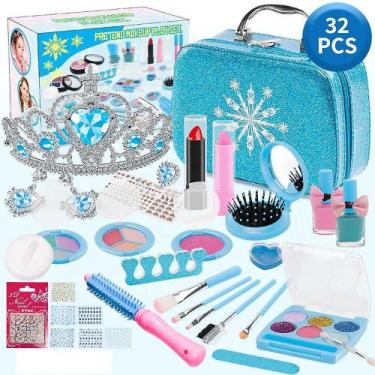 Imagem de Kit de maquiagem Pretend Kids Frozen Theme Princess com bolsa de cosmé