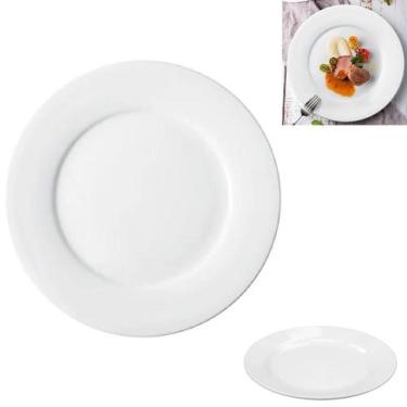 Imagem de 2 Pratos Raso Refeição de Melamina Branco Basic 25,5cm - Lyor