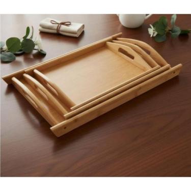 Imagem de Kit 3 Bandejas MDF Alça Mesa Posta Retangular Lovely Vibe