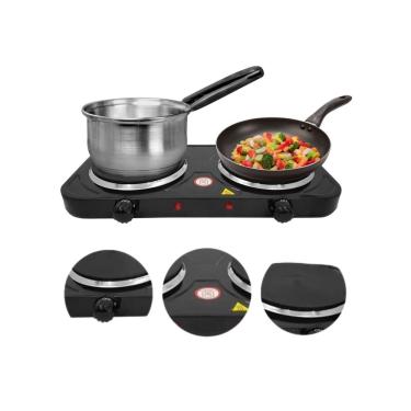Imagem de Fogão Elétrico Portátil 220v Preto Cooktop 2 Bocas 2000w