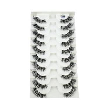 Imagem de Cílios Postiços De Visom Meio Olho Volumosos, 10 Pares, Faixa Transpar
