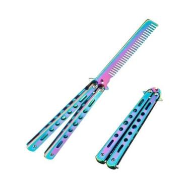 Imagem de Faca Borboleta Dobrável De Aço Inoxidável Com Pente Para Estilização D