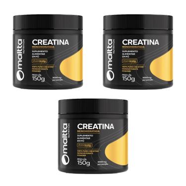 Imagem de Kit 3 Creatina Monohidratada em pó Sem sabor 3x150g Maltta-Unissex