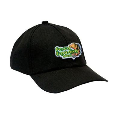 Imagem de Boné Militar Rip Stop com Patch Aplicado Pesca Esportiva Brasil  Preta